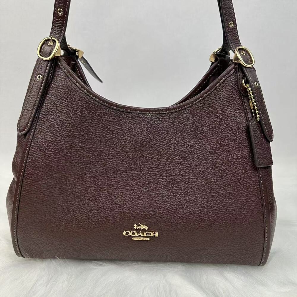 Coach Erin Shoulder Bag In pebble Leather In Gold/Maple CAQ86 NWT - Picture 2 of 8